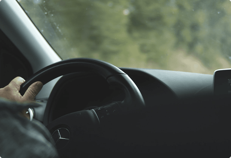 Driver behind the wheel